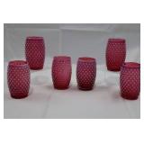 Fenton Cranberry Opalescent Hobnail Tumblers - 6-Piece Set