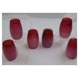 Fenton Cranberry Opalescent Hobnail Tumblers - 6-Piece Set
