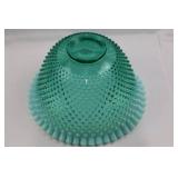 RARE Fenton Vintage Teal Opalescent Hobnail Punch Bowl Set