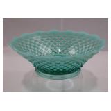 RARE Fenton Vintage Teal Opalescent Hobnail Punch Bowl Set
