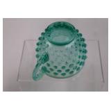 RARE Fenton Vintage Teal Opalescent Hobnail Punch Bowl Set