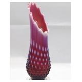 RARE Fenton Plum Opalescent Hobnail Swung Vase - circa 1959-1962