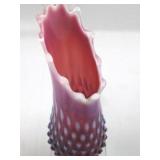 RARE Fenton Plum Opalescent Hobnail Swung Vase - circa 1959-1962