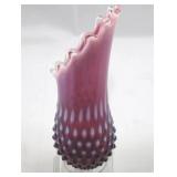 RARE Fenton Plum Opalescent Hobnail Swung Vase - circa 1959-1962