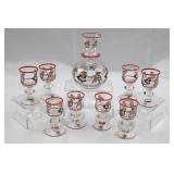 Magnor Norway Nisse Pattern Decanter Set - Hand-Blown Crystalline, 10-Piece