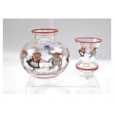 Magnor Norway Nisse Pattern Decanter Set - Hand-Blown Crystalline, 10-Piece