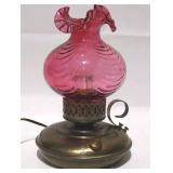 Fenton Vintage Cranberry Bowknots Wild Rose Lamp