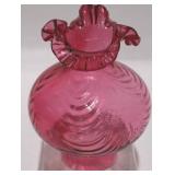 Fenton Vintage Cranberry Bowknots Wild Rose Lamp
