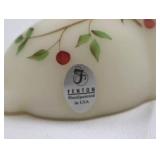 Fenton Ivory Satin Glass Christmas Deer - Hand Painted, Signed by Artist