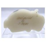 Fenton Ivory Satin Glass Christmas Deer - Hand Painted, Signed by Artist