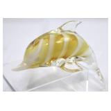 Cobalt Blue and Striped Hand-Blown Dolphin Art Glass (Lot of 2)