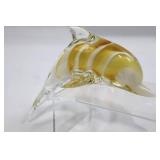 Cobalt Blue and Striped Hand-Blown Dolphin Art Glass (Lot of 2)