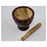 Thai Wooden Mortar & Pestle Set - 8 in Bowl, 7.75 in High; Pestle 10.75 in Long