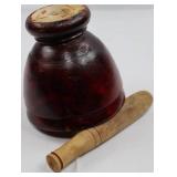 Thai Wooden Mortar & Pestle Set - 8 in Bowl, 7.75 in High; Pestle 10.75 in Long