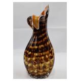 Vintage Hand-Blown Art Glass Vase - Tortoise Pattern