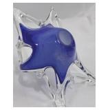 Murano-Style Blue Hand-Blown Starfish Art Glass