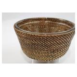 Anchor Hocking 1.5 Qt Glass Bowls - 3-Piece Hand-Woven Rattan Set