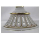 Italian Porcelain Lidded Candy Dish - Centerpiece Bowl Gold Accents