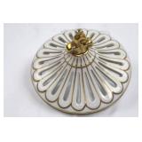 Italian Porcelain Lidded Candy Dish - Centerpiece Bowl Gold Accents