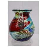 Hand-Blown Margarita Barware Set - 1 Pitcher & 4 Glasses, Colorful Swirl Art Glass