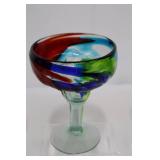 Hand-Blown Margarita Barware Set - 1 Pitcher & 4 Glasses, Colorful Swirl Art Glass