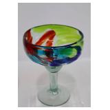 Hand-Blown Margarita Barware Set - 1 Pitcher & 4 Glasses, Colorful Swirl Art Glass