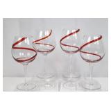 Pier 1 Imports Swirlline Red Balloon Wine Glasses - 9in Tall (Lot of 4)