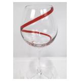 Pier 1 Imports Swirlline Red Balloon Wine Glasses - 9in Tall (Lot of 4)