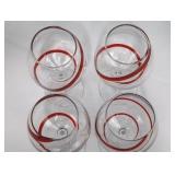 Pier 1 Imports Swirlline Red Balloon Wine Glasses - 9in Tall (Lot of 4)