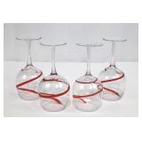 Pier 1 Imports Swirlline Red Balloon Wine Glasses - 9in Tall (Lot of 4)