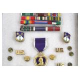 Vintage US Army Pins Including Purple Heart Medal with Ribbon