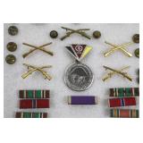 Vintage US Army Pins Including Purple Heart Medal with Ribbon