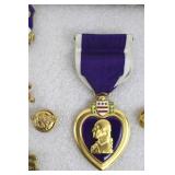 Vintage US Army Pins Including Purple Heart Medal with Ribbon
