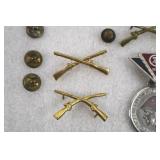 Vintage US Army Pins Including Purple Heart Medal with Ribbon