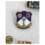 Vintage US Army Pins Including Purple Heart Medal with Ribbon