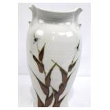 Japanese Vase - 12-Inch Crackle Glaze, Brown Laburnum Floral Bamboo Motif