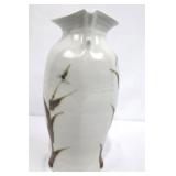 Japanese Vase - 12-Inch Crackle Glaze, Brown Laburnum Floral Bamboo Motif