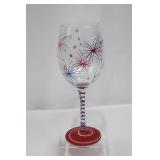 Pier 1 Wine Glasses - Patriotic Fireworks Design, Set of 4