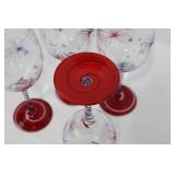Pier 1 Wine Glasses - Patriotic Fireworks Design, Set of 4