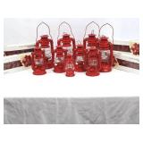 Assortment of 9 Decorative Red Lanterns and 4 Boxes of String Lantern Lights