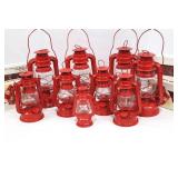 Assortment of 9 Decorative Red Lanterns and 4 Boxes of String Lantern Lights