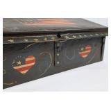 Vintage Metal Mailbox with American Flag & Heart Motifs