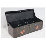 Vintage Metal Mailbox with American Flag & Heart Motifs