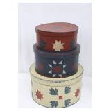 Americana Star Box Set of 3 Stackable Containers, Rustic Birdhouse & Wooden Flags