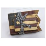 Americana Star Box Set of 3 Stackable Containers, Rustic Birdhouse & Wooden Flags