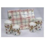 Pier 1 Imports Patriotic Tablecloth and Star Pattern Pillar Candles