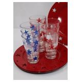 Pier 1 Imports Red Star Chargers and Patriotic Star Tumbler Set