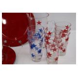 Pier 1 Imports Red Star Chargers and Patriotic Star Tumbler Set