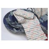 American Living Ironstone Patchwork Dinnerware Set - Navy & White Plates Style 2268-BP