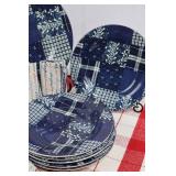 American Living Ironstone Patchwork Dinnerware Set - Navy & White Plates Style 2268-BP